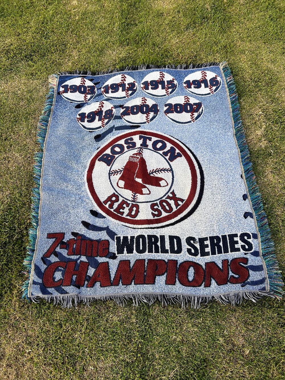Vintage Boston Red Sox 7 Time World Series Champions MLB Tapestry Blanket